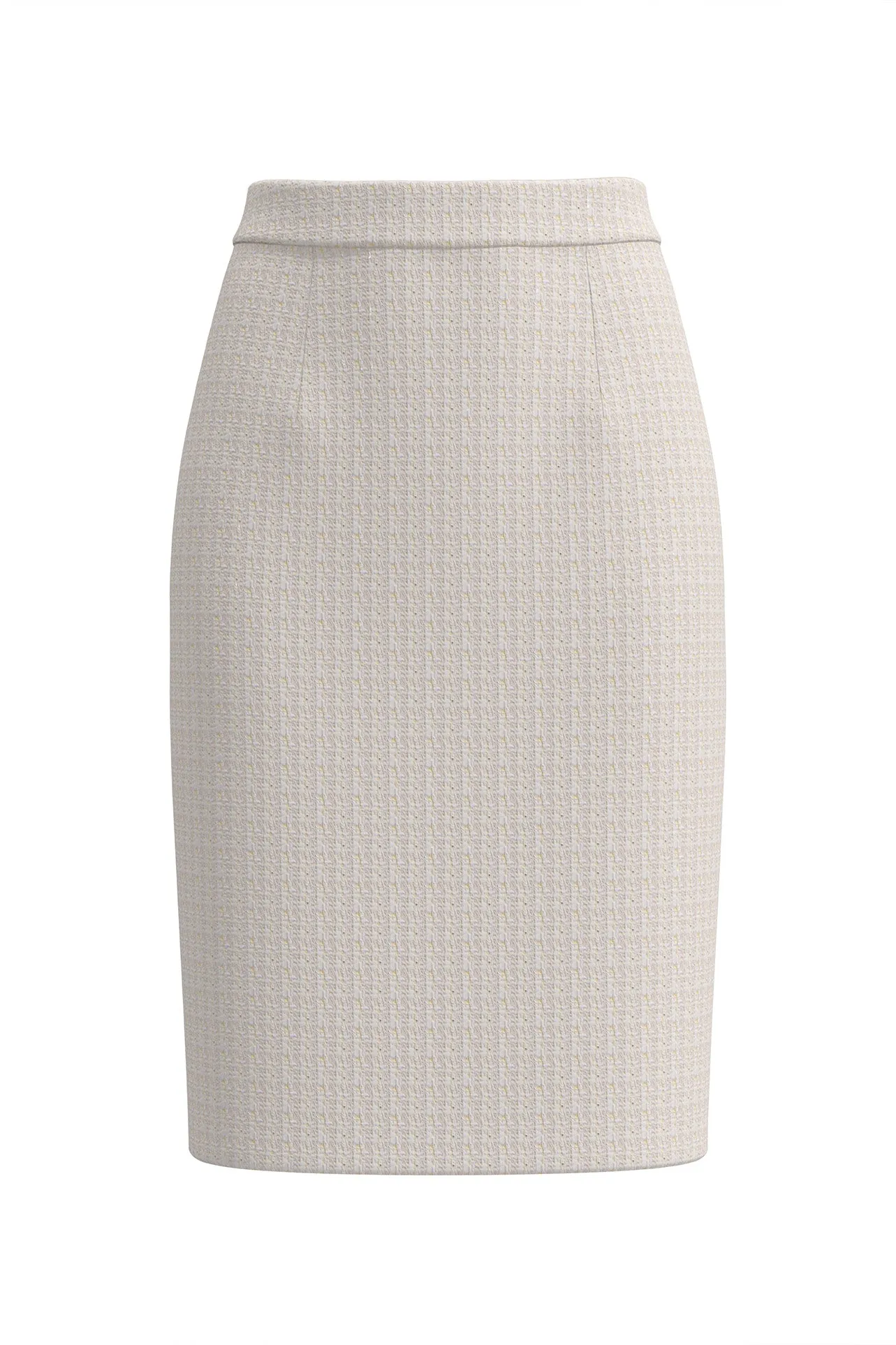 TAILORED TWEED SKIRT IN WHITE