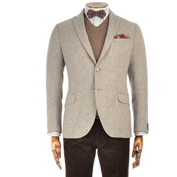 Taupe Melange Diamond Weave Wool Jacket