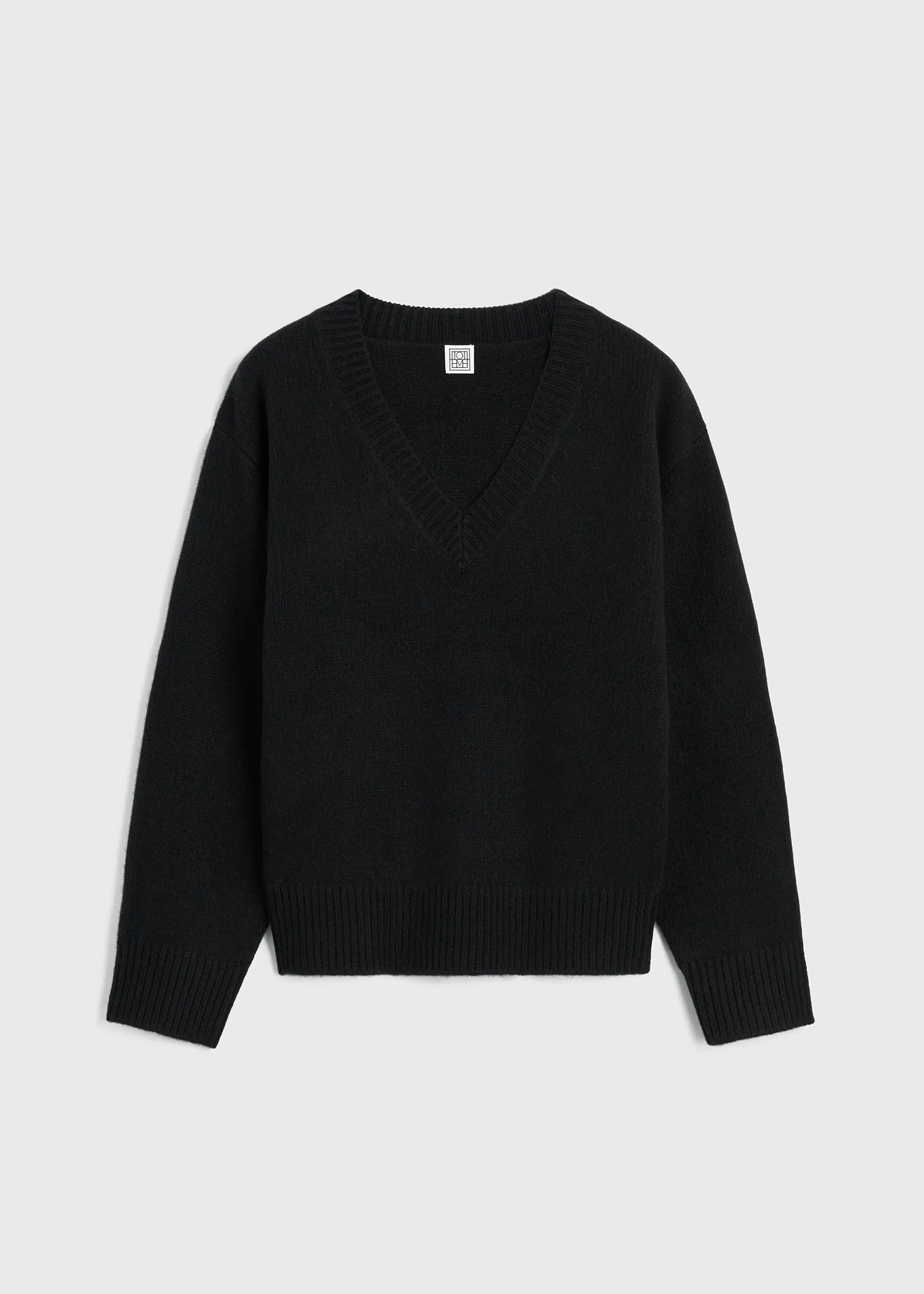 V-neck wool cashmere knit black