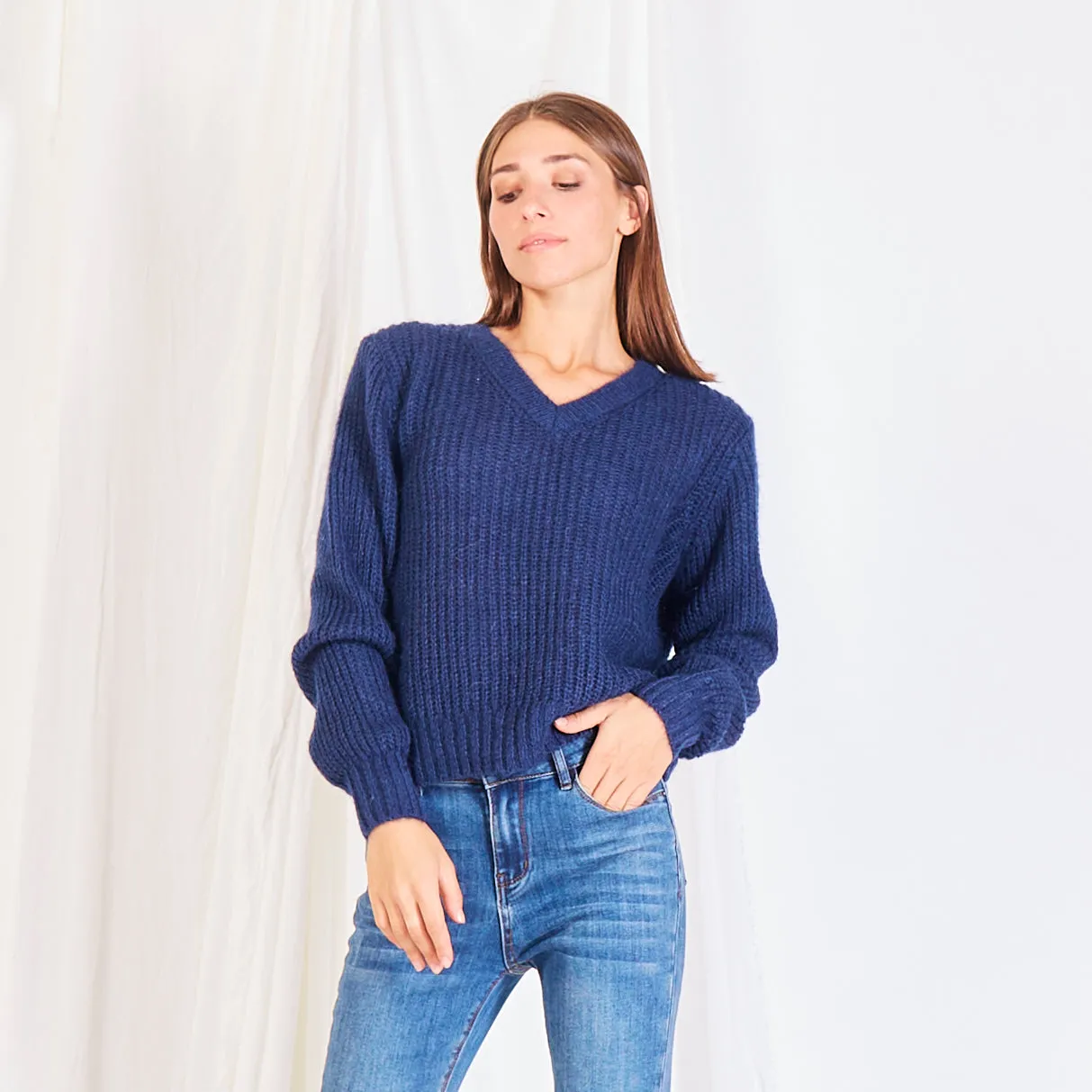 Wholesale chunky mohair-knit sweater