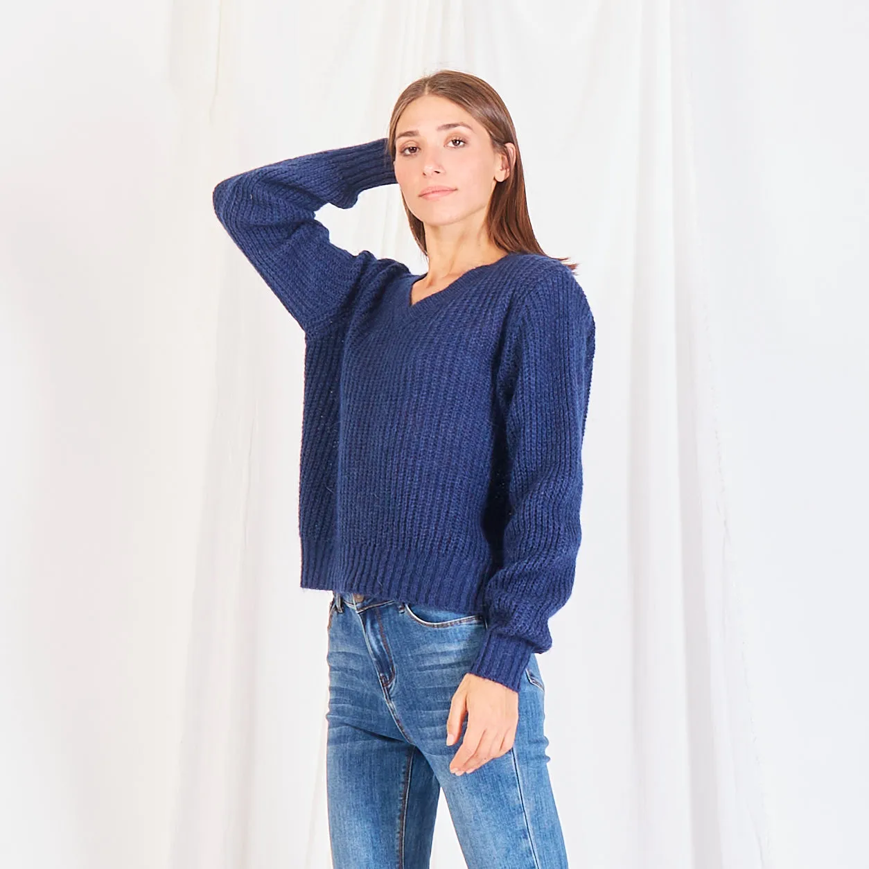 Wholesale chunky mohair-knit sweater