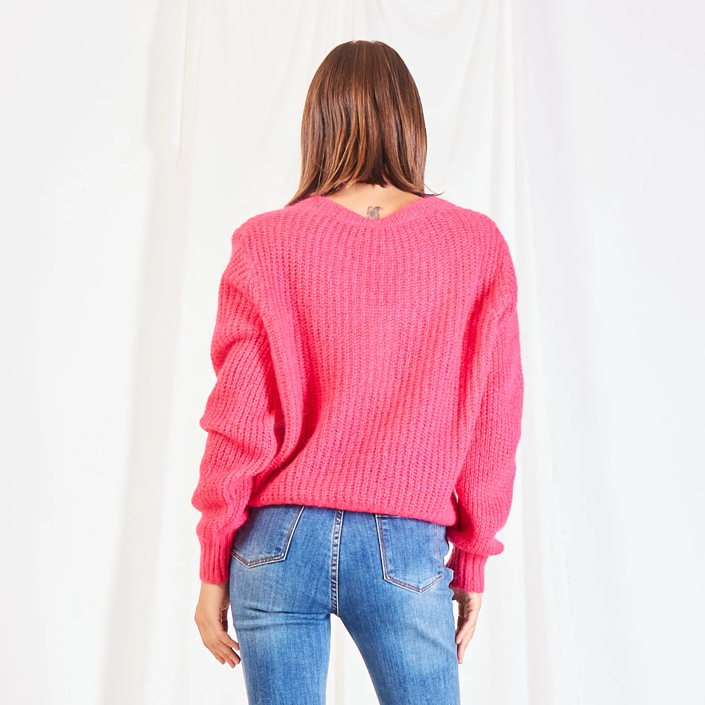 Wholesale chunky mohair-knit sweater