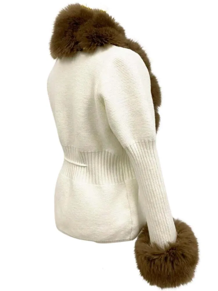 Women's Luxury Knitted Sweater Coat With Detachable Fur in 14 Colors!