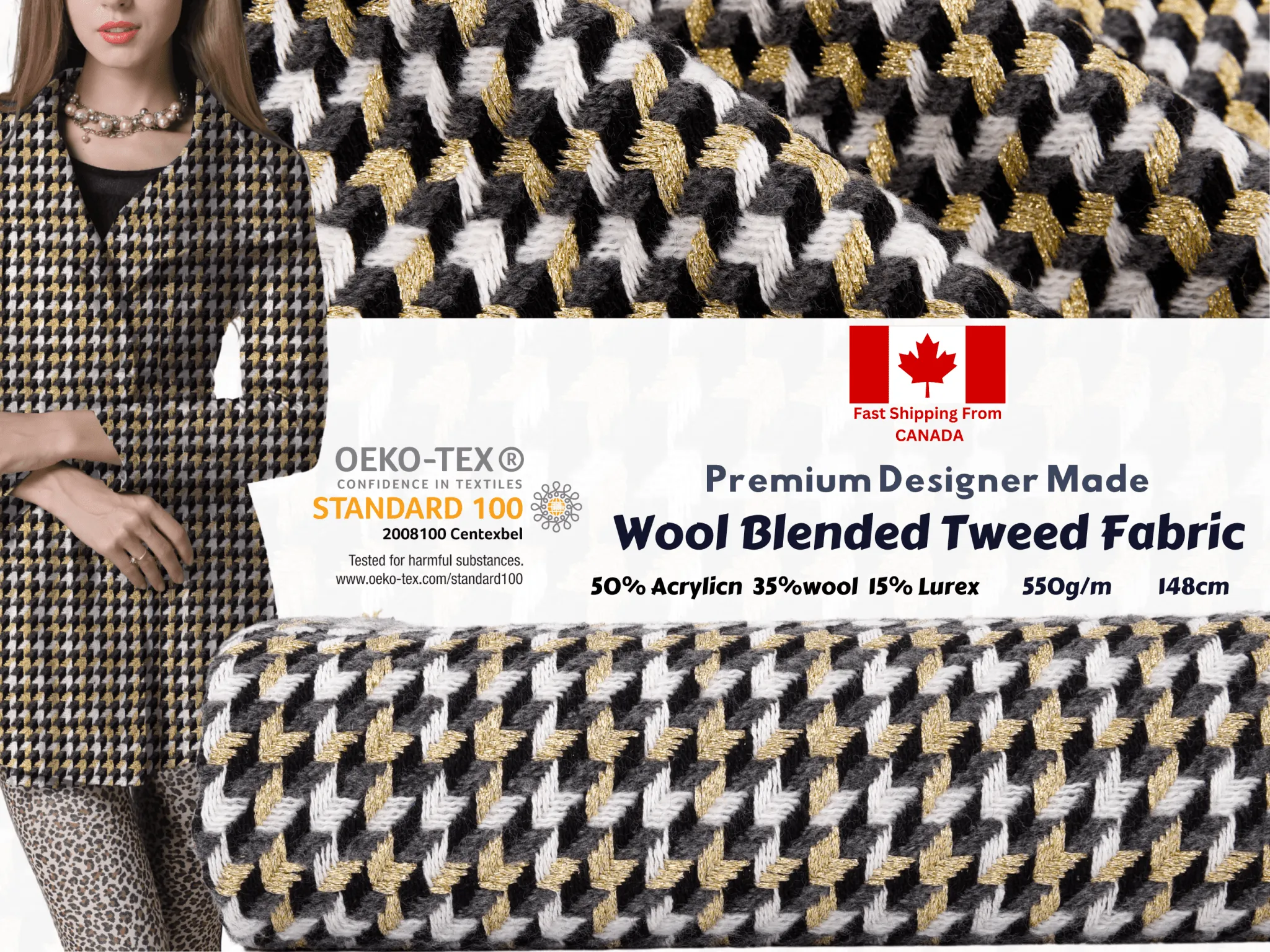 Wool Blended  Tweed fabric - GK - 6062