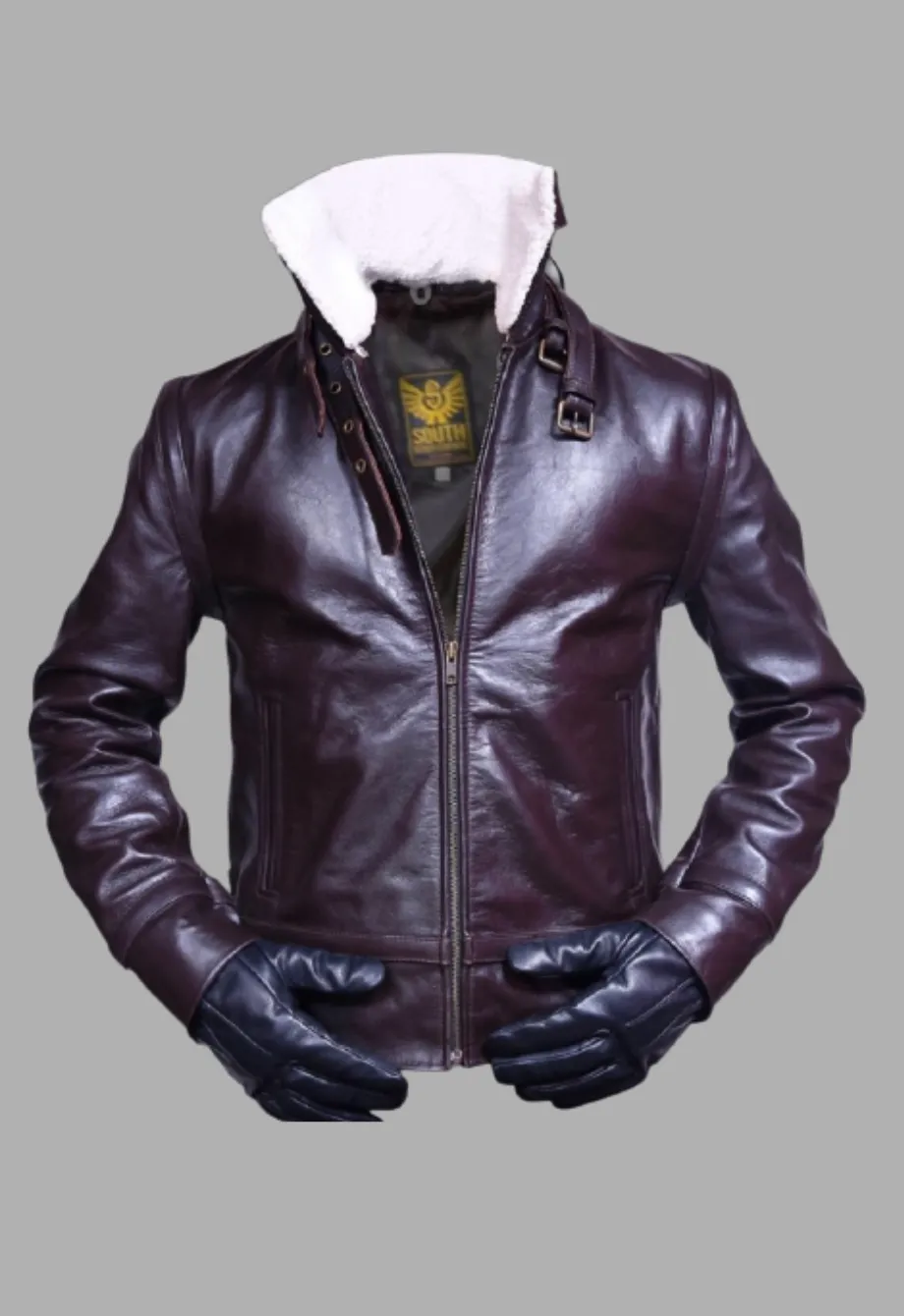 World War Aviator Shearling Flight Brown Leather Jacket Men's